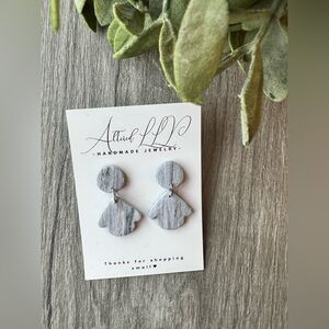 #102 Handmade- Gray Geometric Earrings
